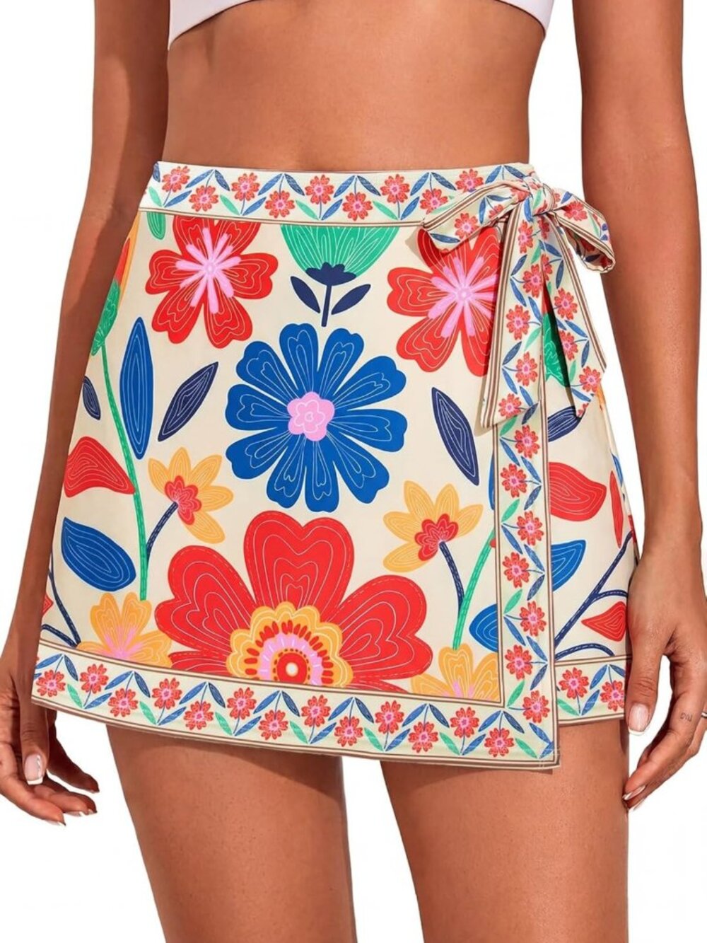 Floral Print Tie Side Swimsuit Cover-Up | Summer Sarong Wrap for Beach Days
